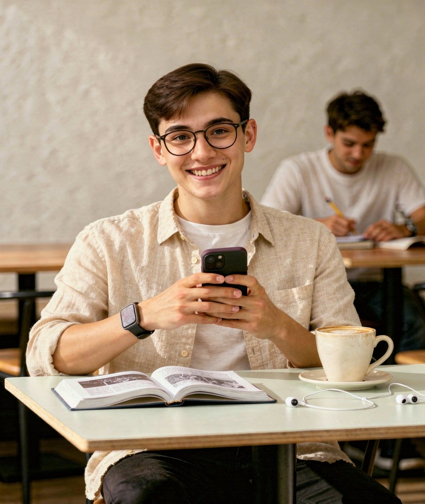 Étudiant au travail dans un espace moderne