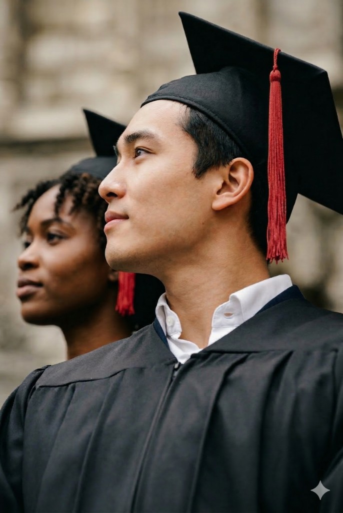 Diplômés contemplant l'avenir